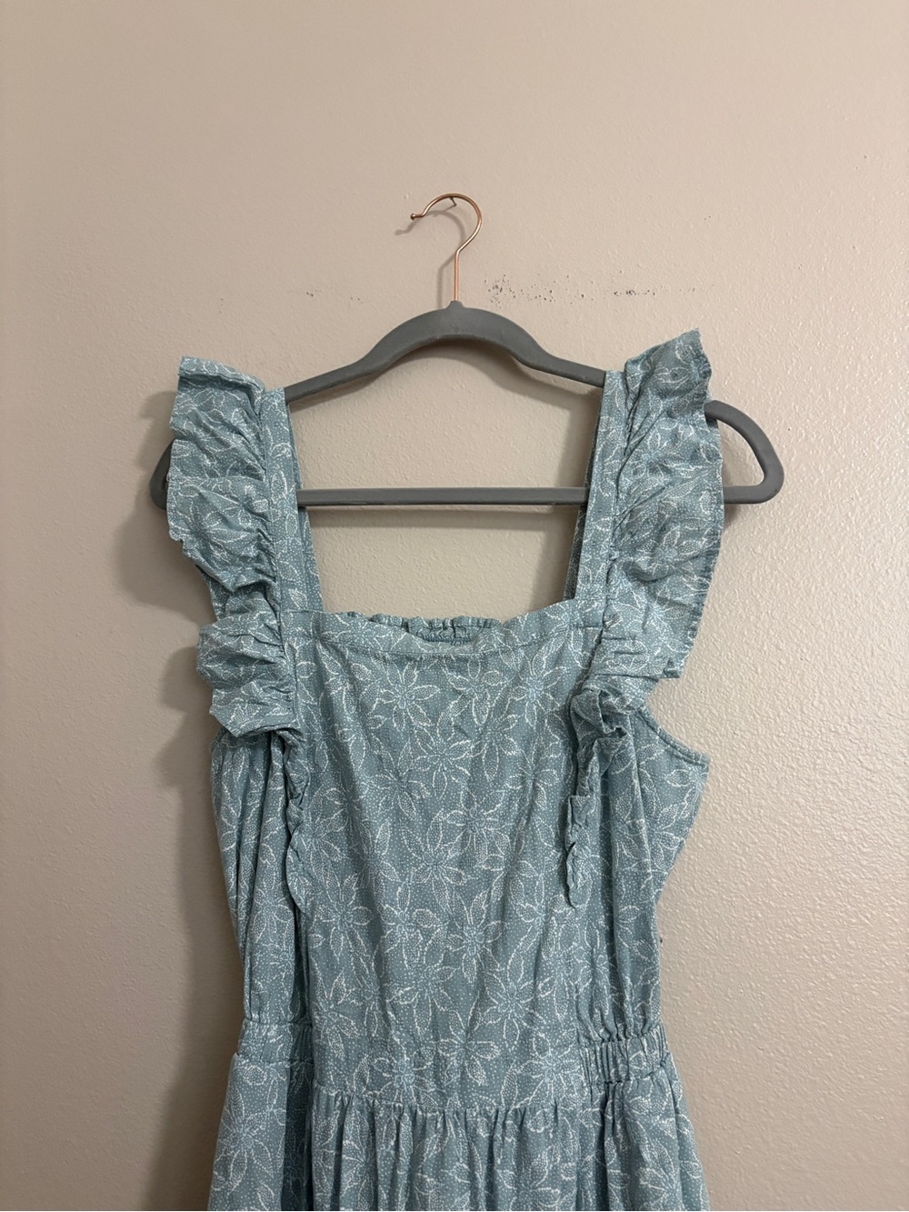Women's Universal Thread 100% Cotton Light Blue Ruffle Tiered Sundress Large - Picture 2 of 7